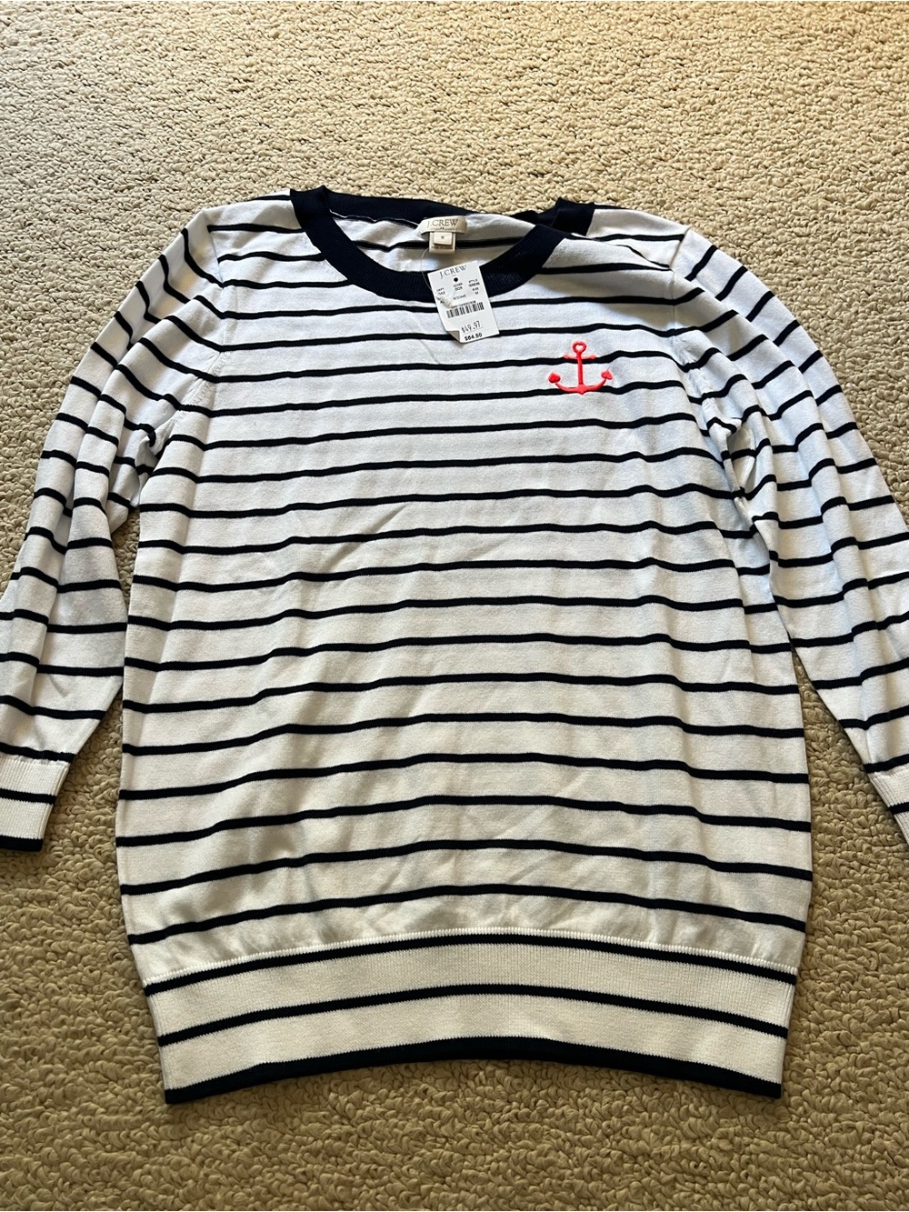 J. Crew Navy and White Striped Top
